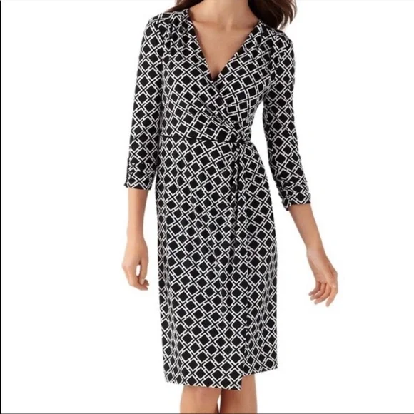 White House Black Market | Dresses | White House Black Market Geo Print  Faux Wrapfront Dress 4 | Poshmark
